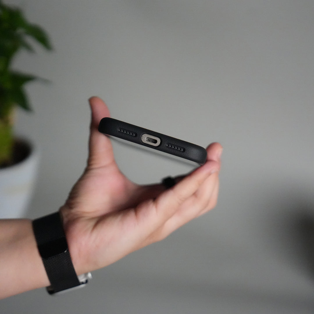 iPhone 17 Pro Max Leather Texture Design PVC Case With Metal Camera Bump