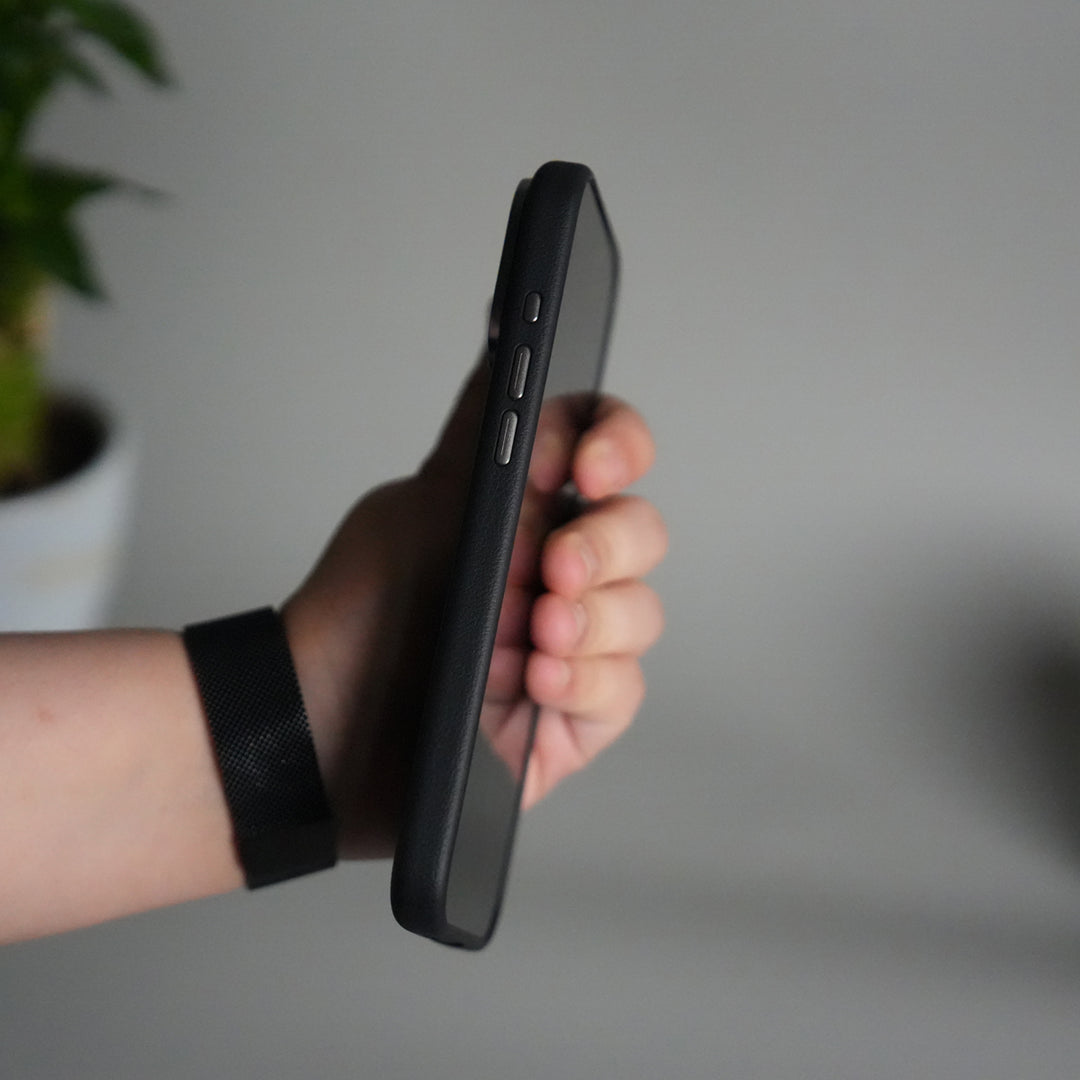 iPhone 17 Pro Max Leather Texture Design PVC Case With Metal Camera Bump