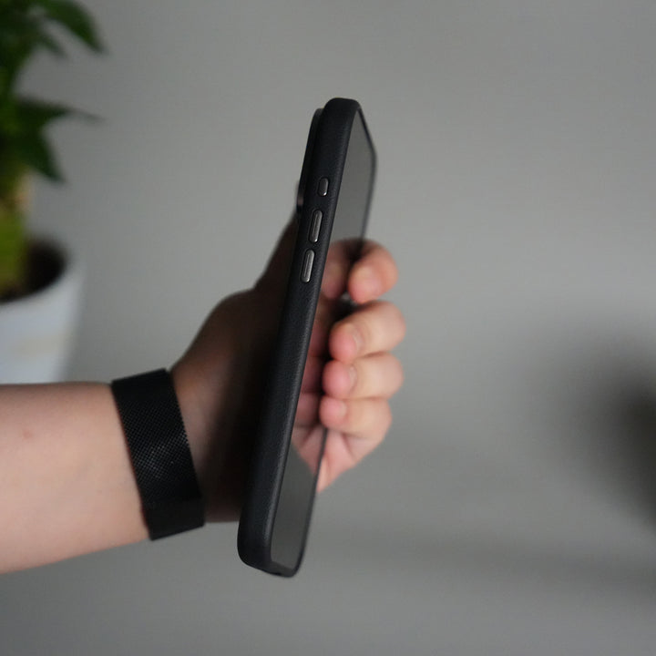 iPhone 17 Pro Max Leather Texture Design PVC Case With Metal Camera Bump