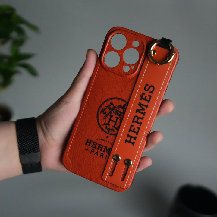 iPhone Luxury Brand HRMS New Strap Holder Case Cover Orange