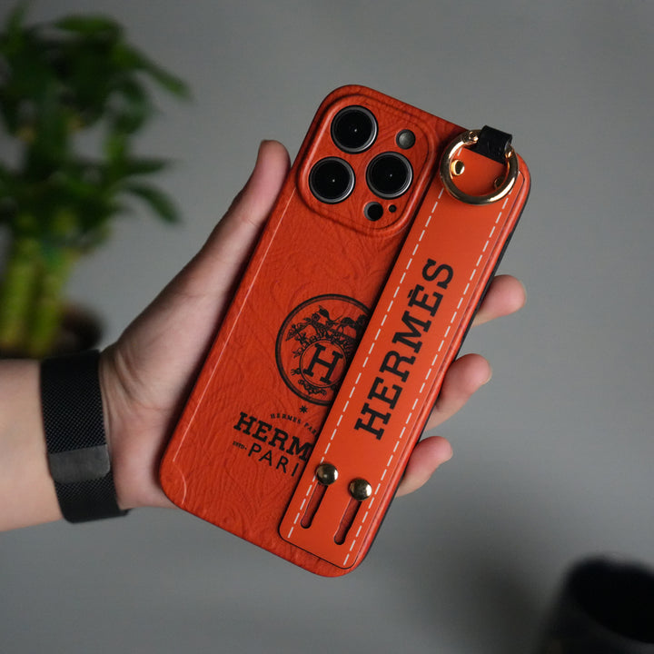 iPhone Luxury Brand HRMS New Strap Holder Case Cover Orange