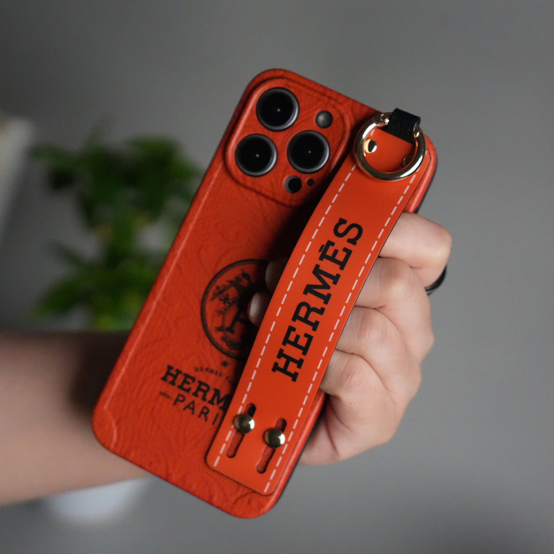 iPhone Luxury Brand HRMS New Strap Holder Case Cover Orange