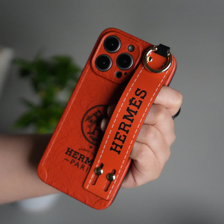 iPhone Luxury Brand HRMS New Strap Holder Case Cover Orange