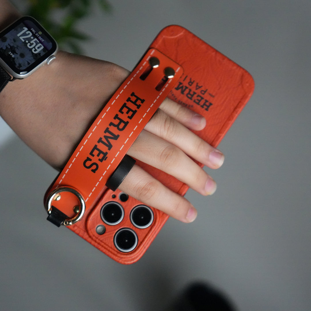 iPhone Luxury Brand HRMS New Strap Holder Case Cover Orange