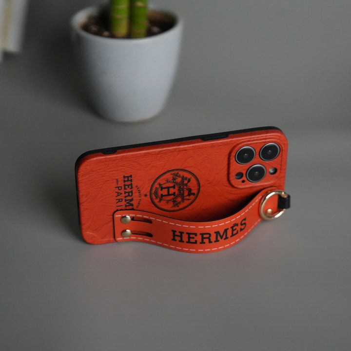 iPhone Luxury Brand HRMS New Strap Holder Case Cover Orange