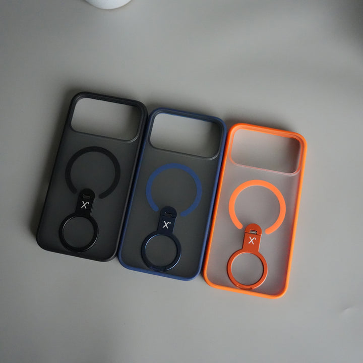 iPhone 17 Pro Max Magnetic Ring Stand Case | Frosted Shockproof Back Cover with Metal Kickstand & MagSafe Support