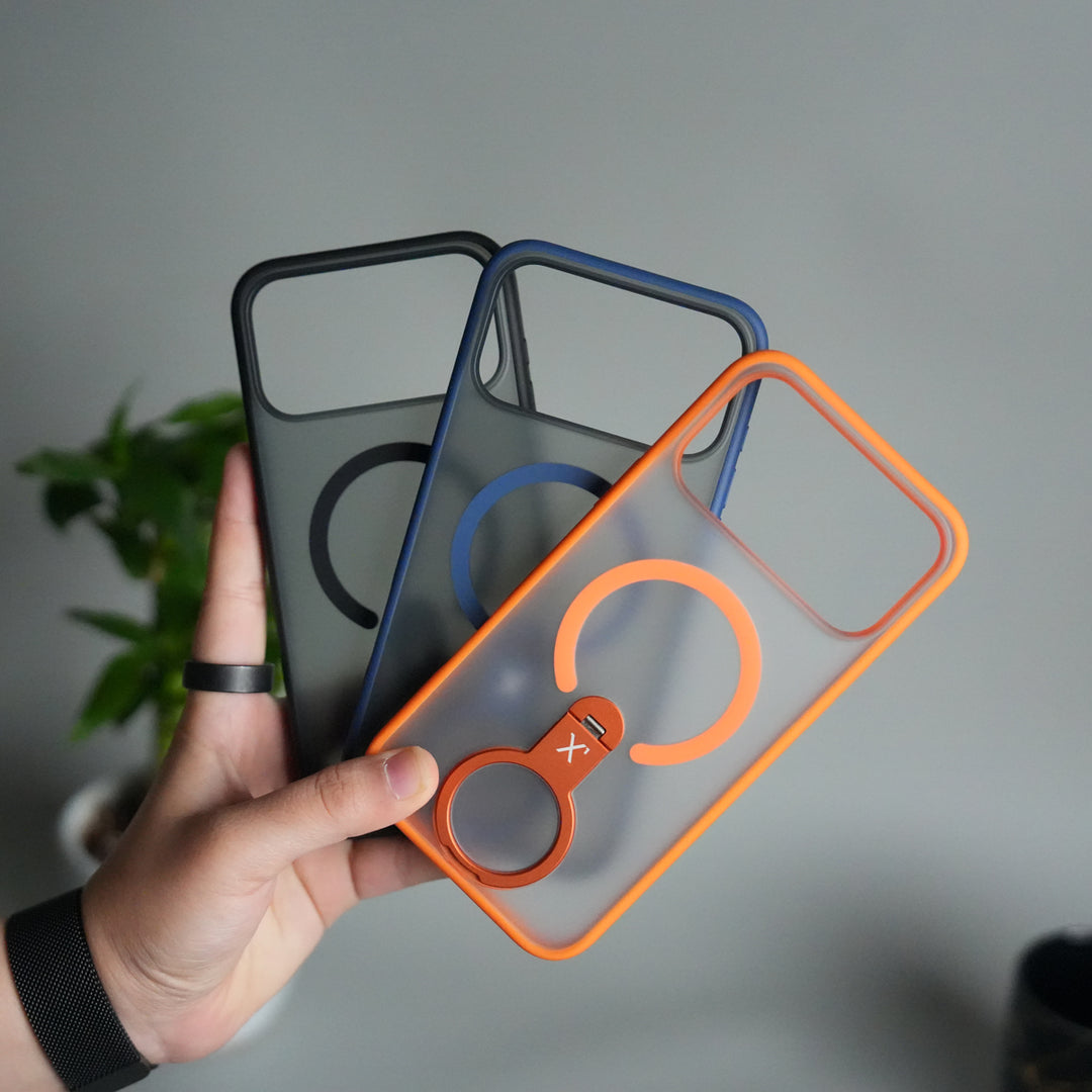 iPhone 17 Pro Max Magnetic Ring Stand Case | Frosted Shockproof Back Cover with Metal Kickstand & MagSafe Support