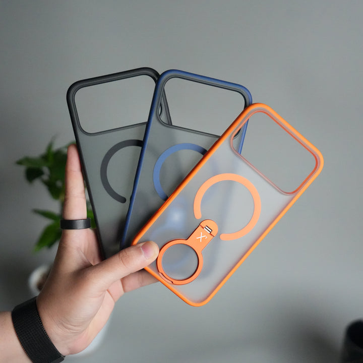 iPhone 17 Pro Max Magnetic Ring Stand Case | Frosted Shockproof Back Cover with Metal Kickstand & MagSafe Support