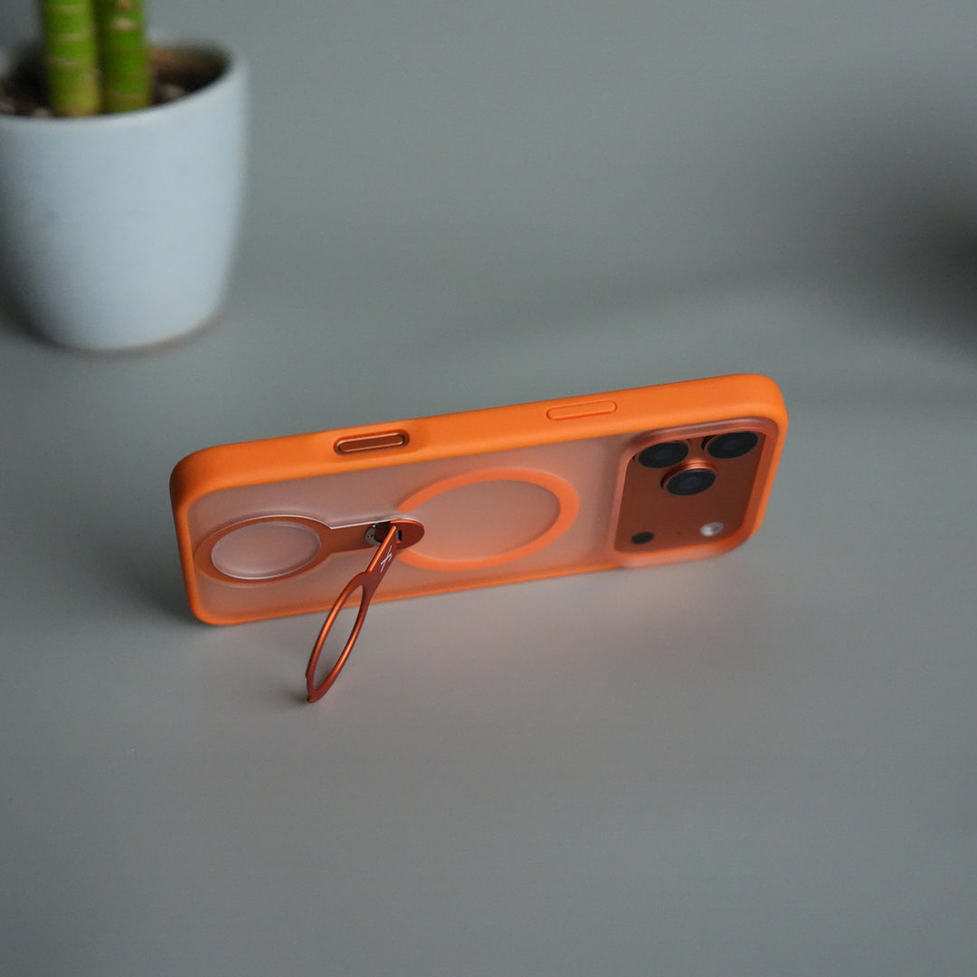 iPhone 17 Pro Max Magnetic Ring Stand Case | Frosted Shockproof Back Cover with Metal Kickstand & MagSafe Support