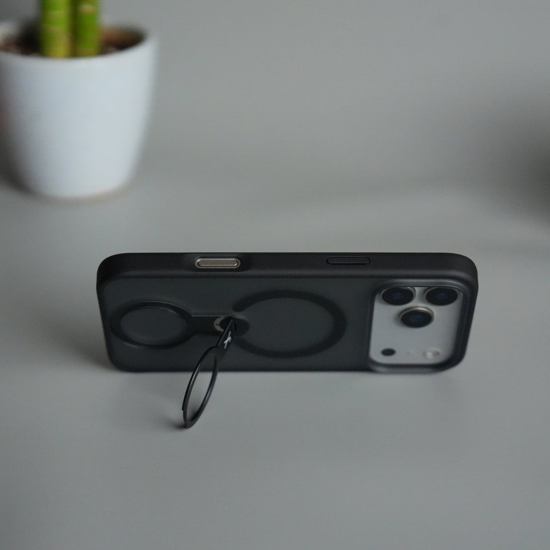 iPhone 17 Pro Max Magnetic Ring Stand Case | Frosted Shockproof Back Cover with Metal Kickstand & MagSafe Support