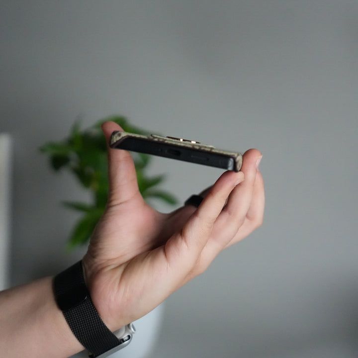 Galaxy S25 Ultra Luxury GG Pattern Leather Case | Premium Hard Back Cover with Gold Metal Logo Plate