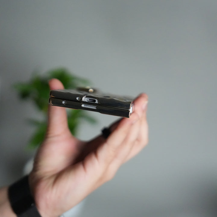 Galaxy Z Fold 7 Chrome Leopard Case | Luxury Transparent Back with Gold Frame