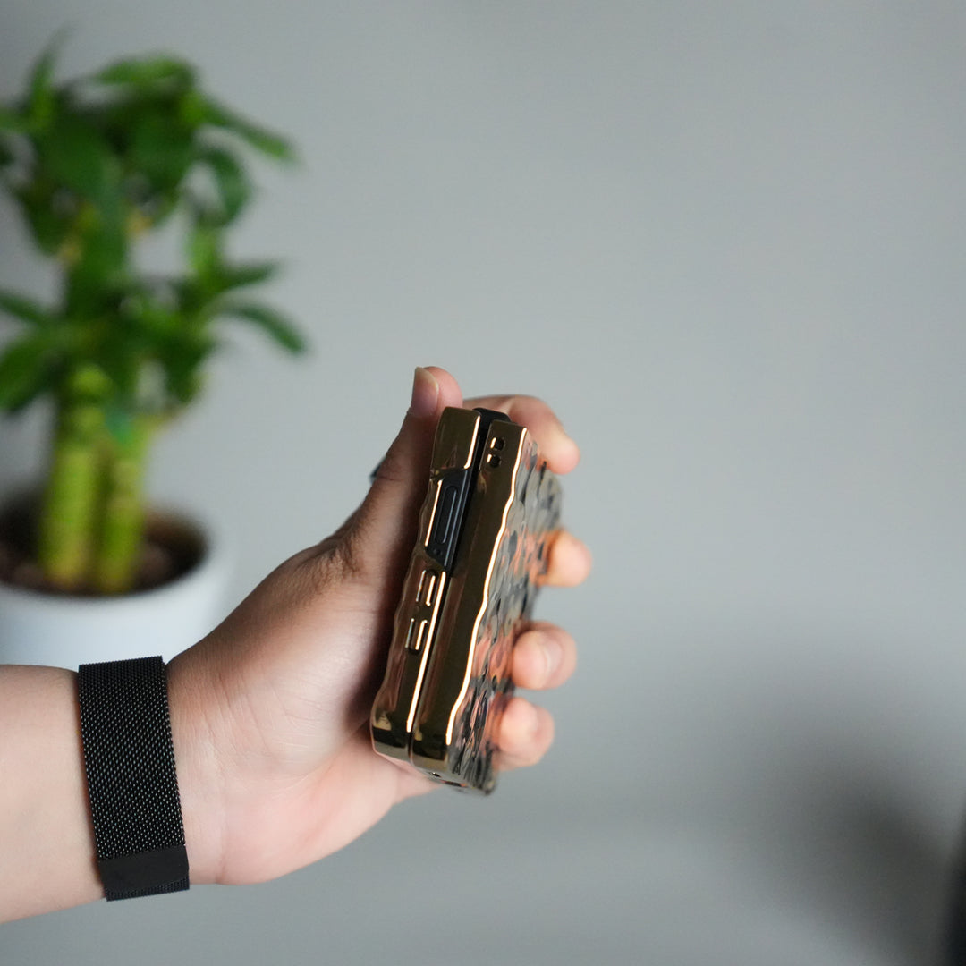 Galaxy Z Flip 7 Chrome Leopard Case | Luxury Transparent Back with Gold Frame