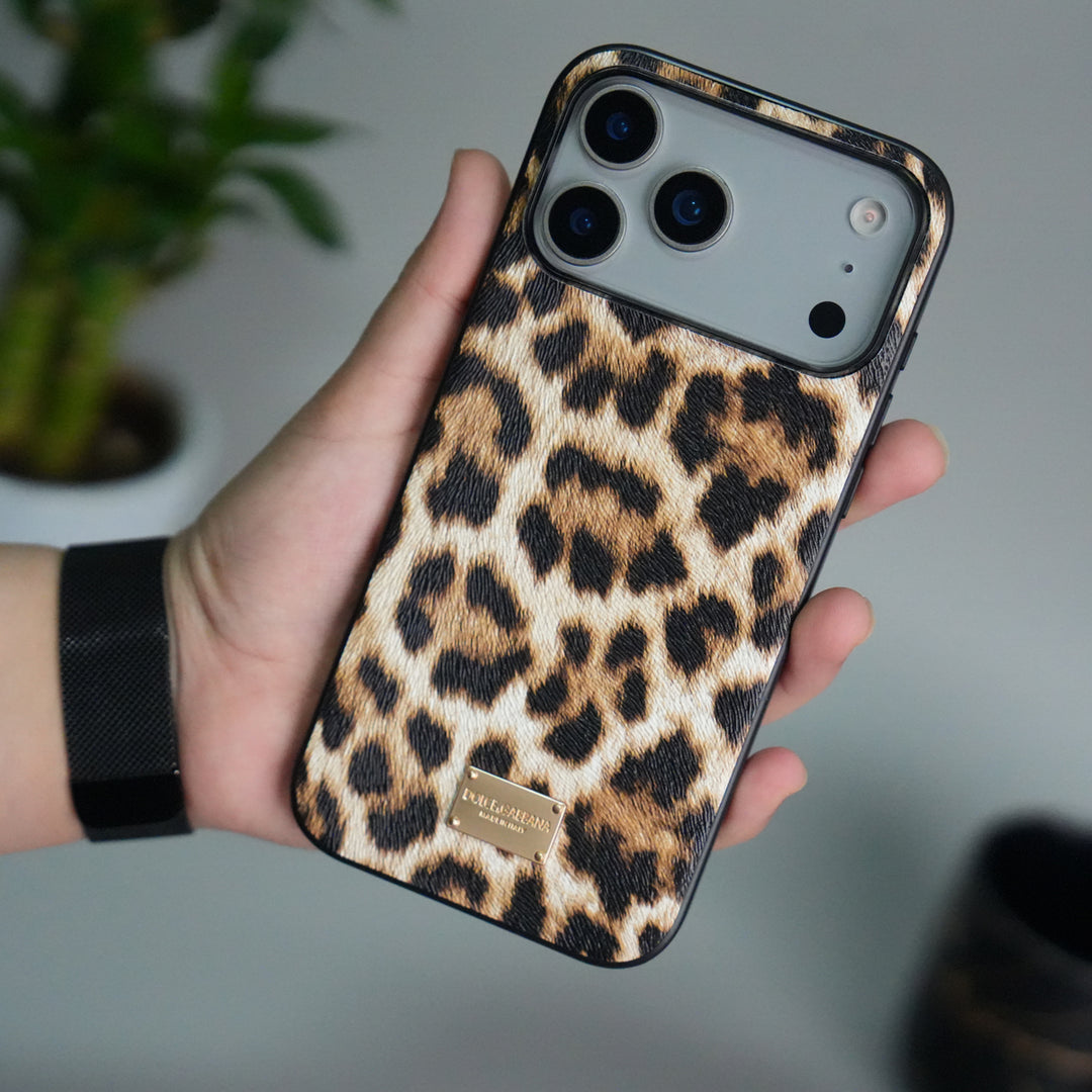iPhone 17 Series Luxury DG Leopard Pattern Case Cover