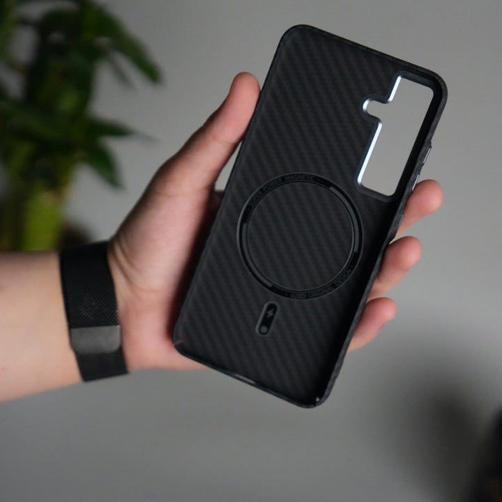 Galaxy S24 Carbon Fiber Texture Aramid Design Hard Pc MagSafe Case Cover | BLACK
