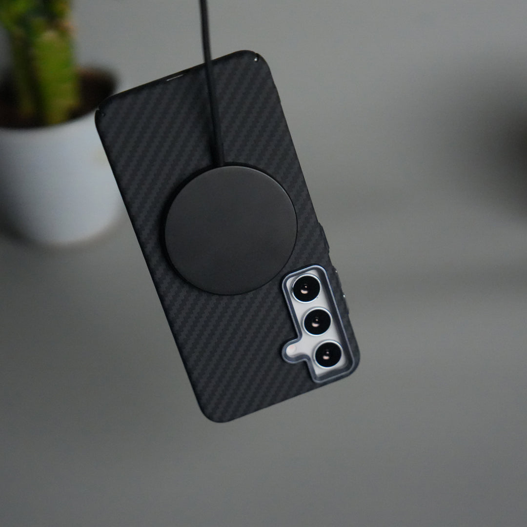 Galaxy S24 Carbon Fiber Texture Aramid Design Hard Pc MagSafe Case Cover | BLACK