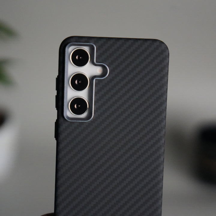 Galaxy S24 Carbon Fiber Texture Aramid Design Hard Pc MagSafe Case Cover | BLACK