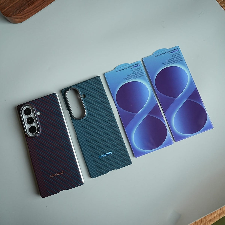 FRATO Z Fold 8 Series Carbon Fiber Texture Magnetic Case for Galaxy Z Fold 8 Ultra | Tempered Glass Screen Protector