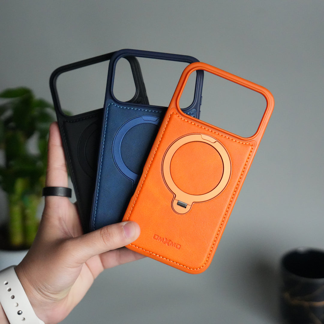 iPhone 17 Pro Premium PU Leather Kickstand Case | Luxury Shockproof Protective Back Cover