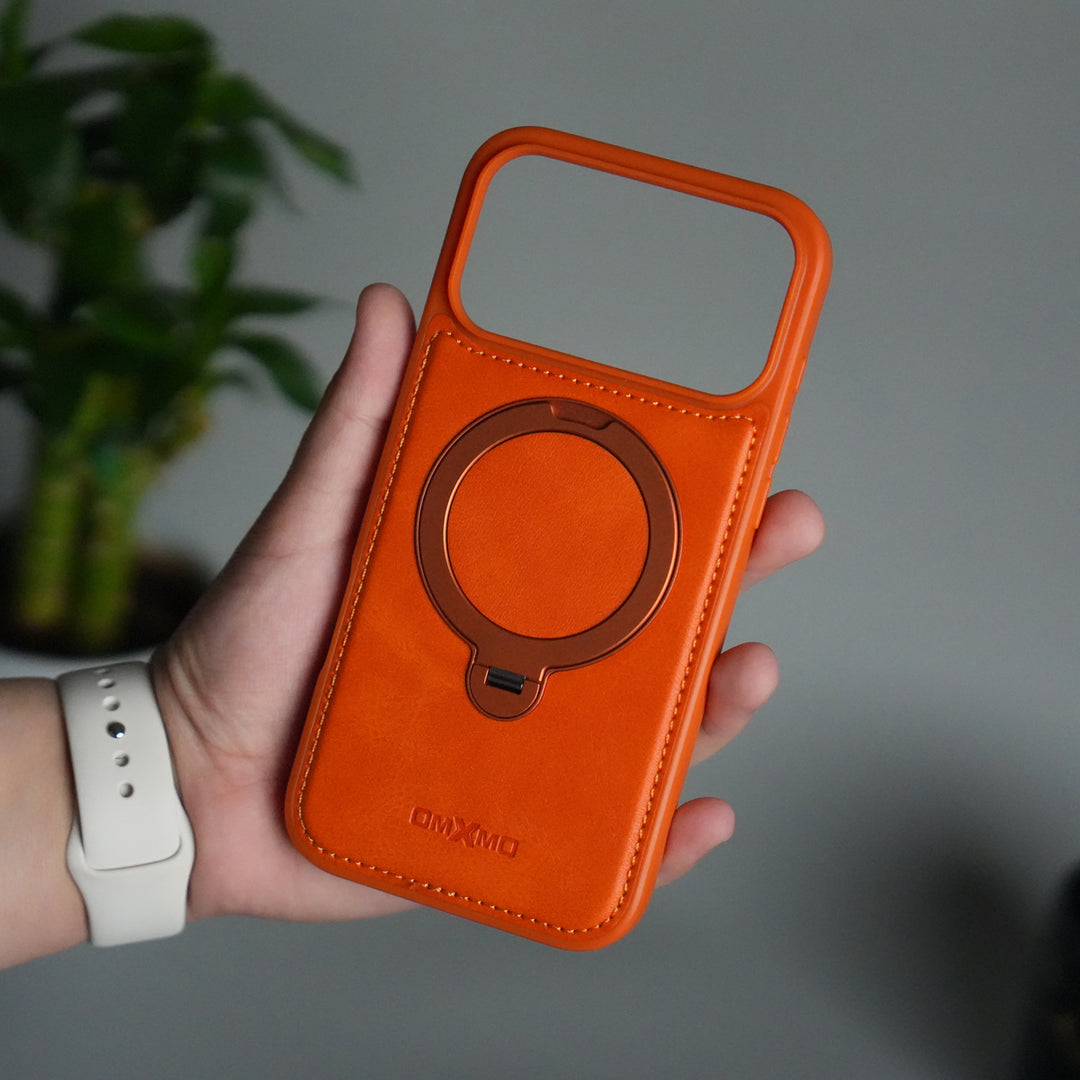 iPhone 17 Pro Premium PU Leather Kickstand Case | Luxury Shockproof Protective Back Cover