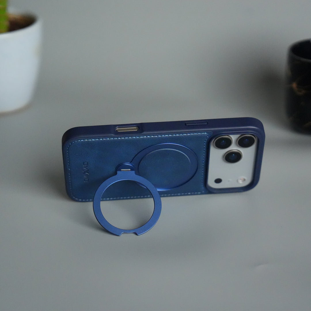 iPhone 17 Pro Premium PU Leather Kickstand Case | Luxury Shockproof Protective Back Cover