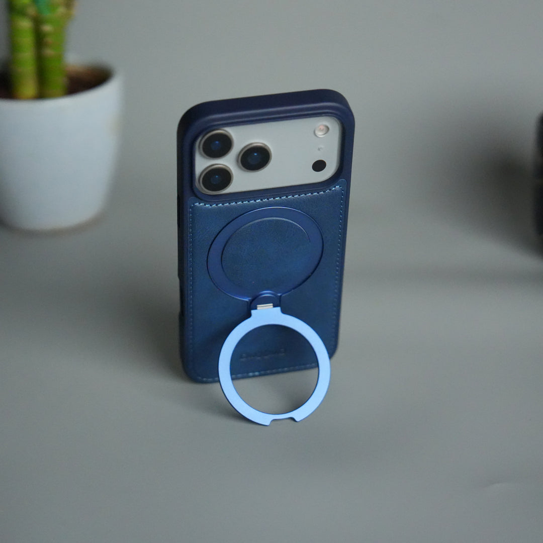 iPhone 17 Pro Premium PU Leather Kickstand Case | Luxury Shockproof Protective Back Cover