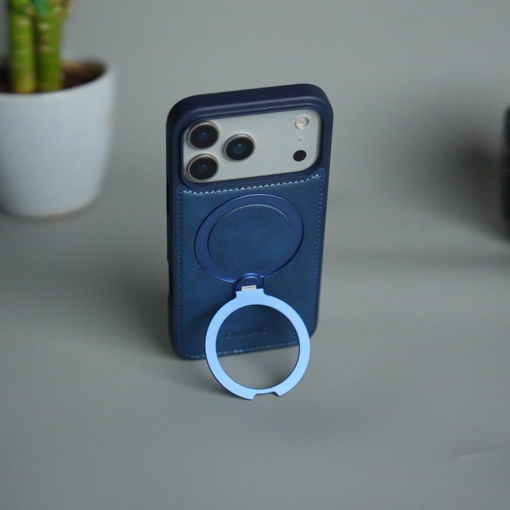 iPhone 17 Pro Premium PU Leather Kickstand Case | Luxury Shockproof Protective Back Cover