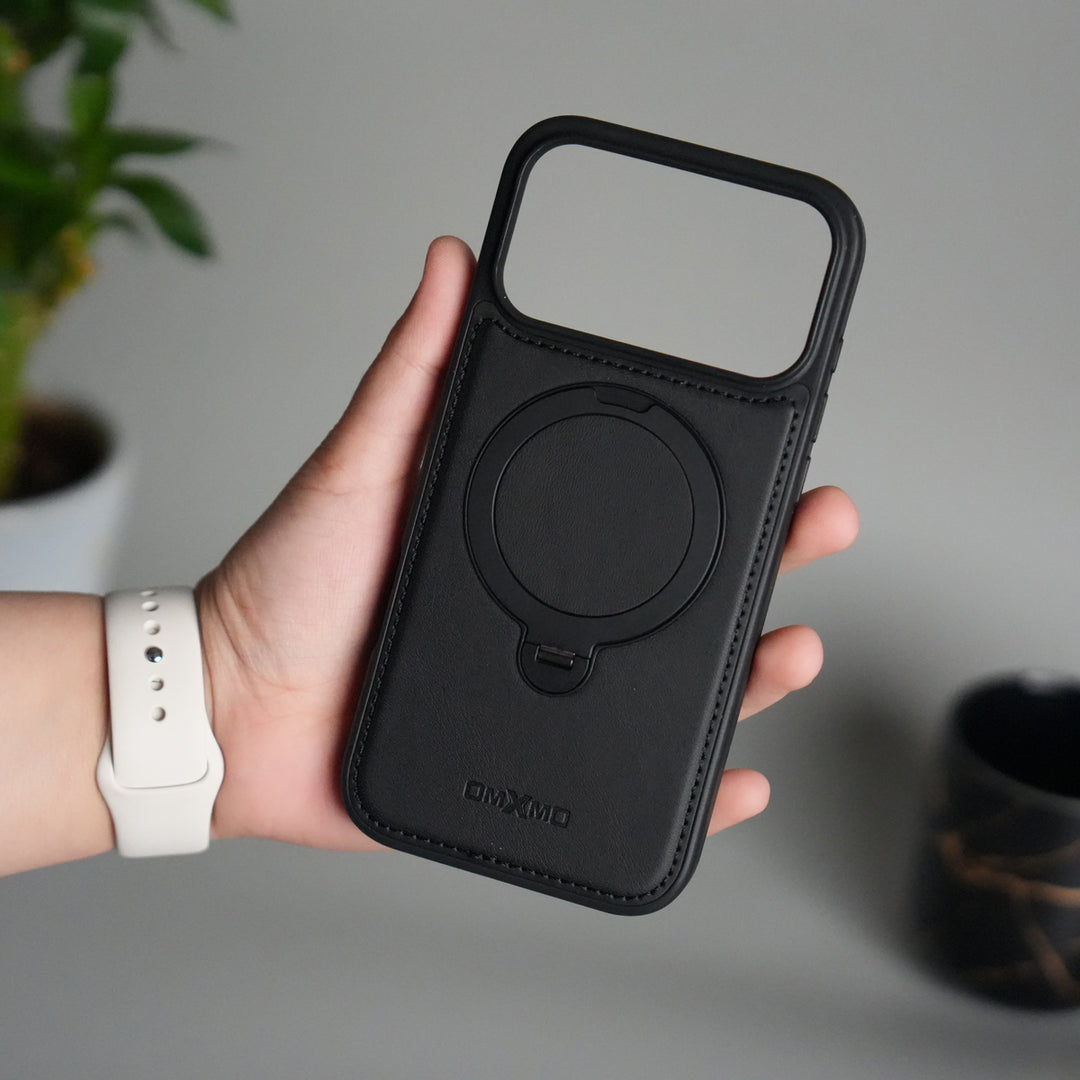 iPhone 17 Pro Premium PU Leather Kickstand Case | Luxury Shockproof Protective Back Cover