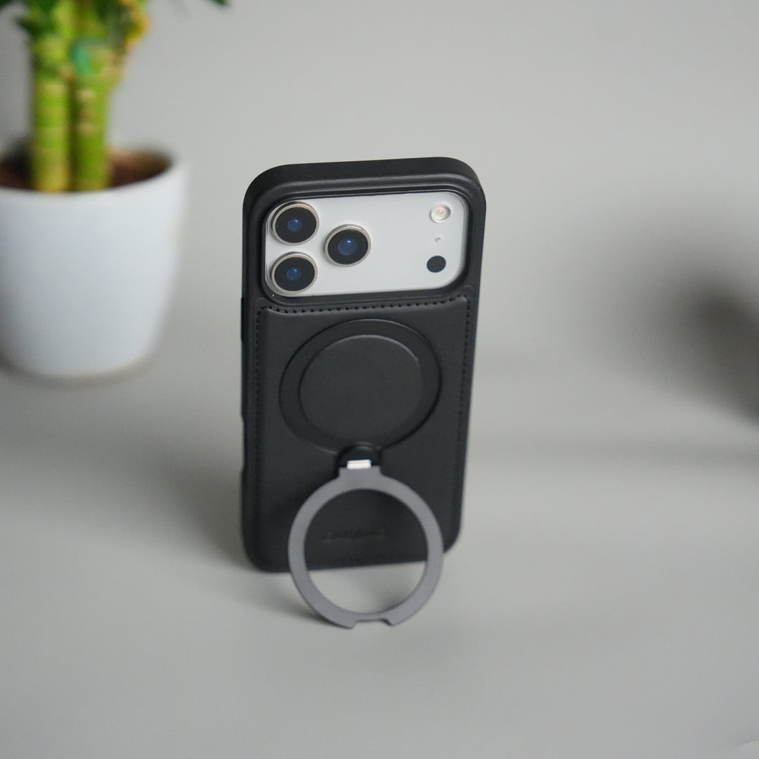 iPhone 17 Pro Premium PU Leather Kickstand Case | Luxury Shockproof Protective Back Cover