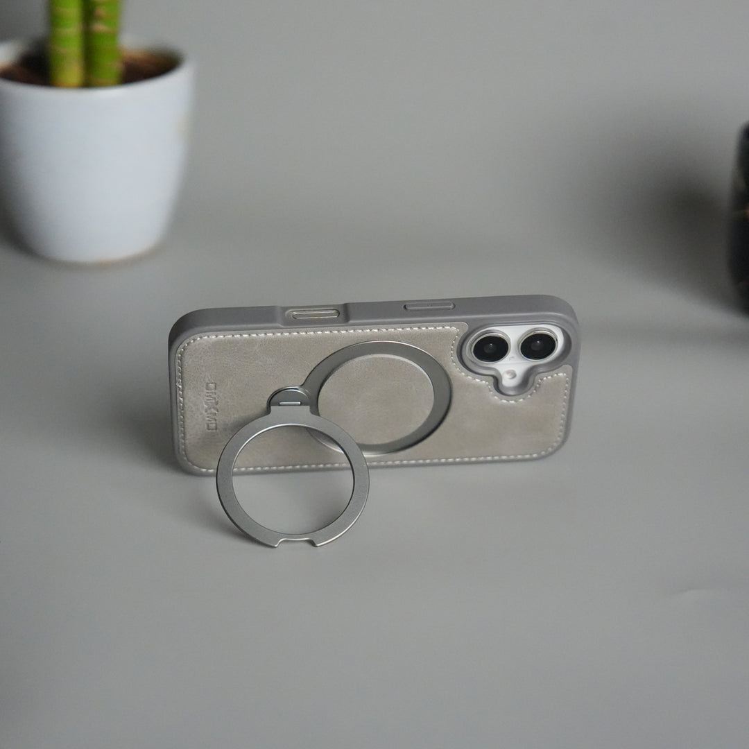 iPhone 17 Premium PU Leather Kickstand Case | Luxury Shockproof Protective Back Cover