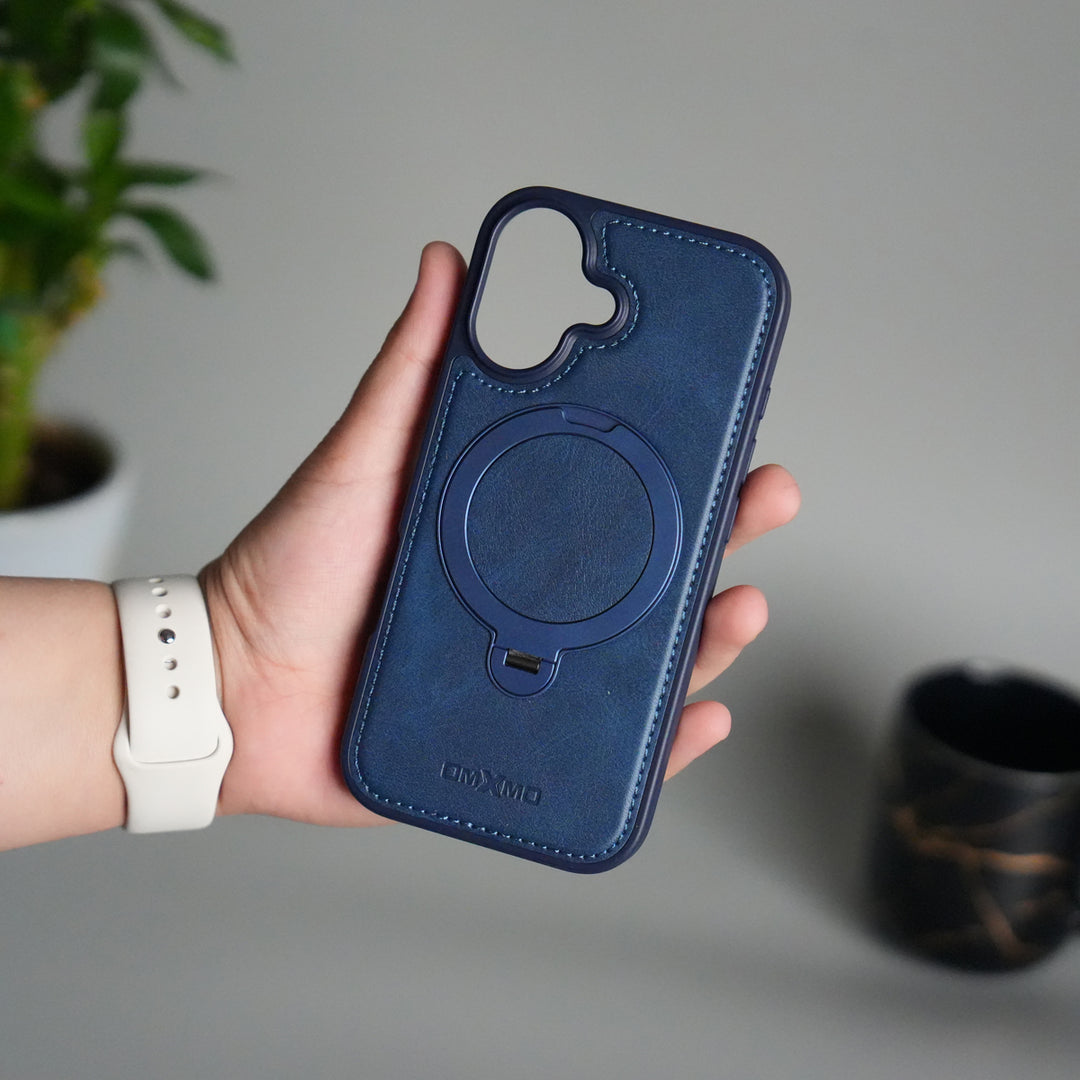 iPhone 17 Premium PU Leather Kickstand Case | Luxury Shockproof Protective Back Cover