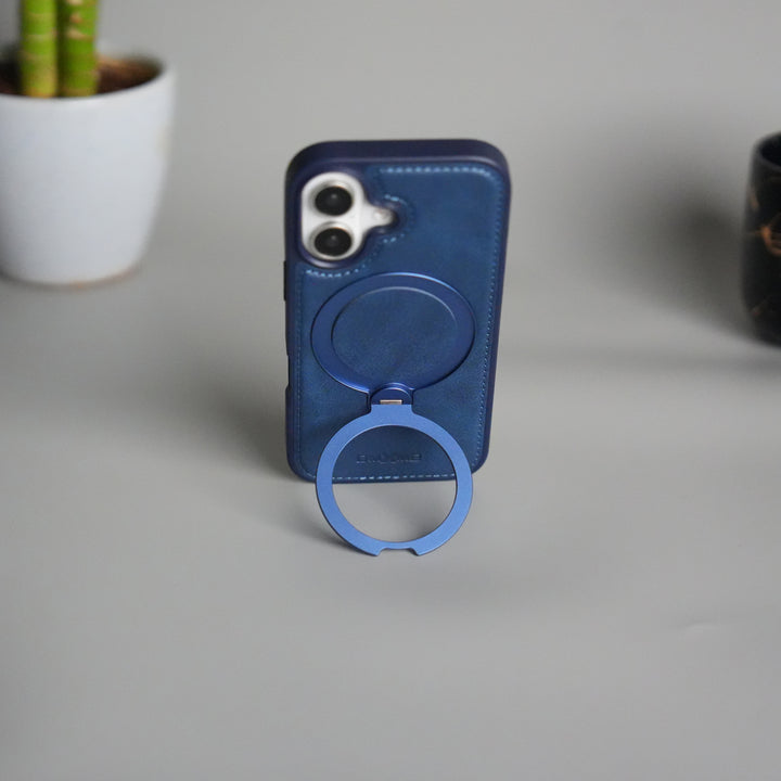 iPhone 17 Premium PU Leather Kickstand Case | Luxury Shockproof Protective Back Cover