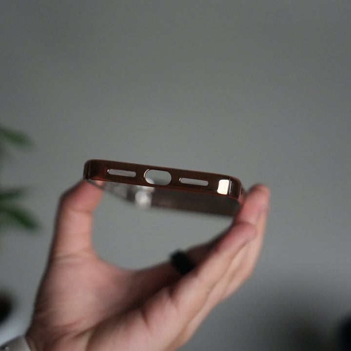 iPhone 17 Pro Clear Transparent Case | Slim Back Cover with Electroplated Edges | Desert Gold