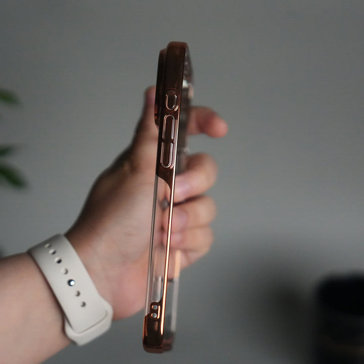 iPhone 17 Pro Clear Transparent Case | Slim Back Cover with Electroplated Edges | Desert Gold