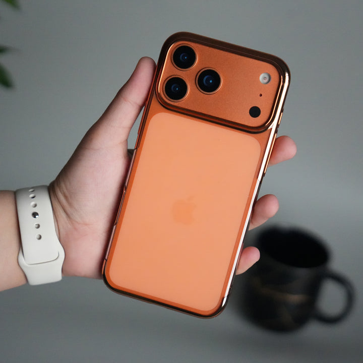 iPhone 17 Pro Clear Transparent Case | Slim Back Cover with Electroplated Edges | Desert Gold