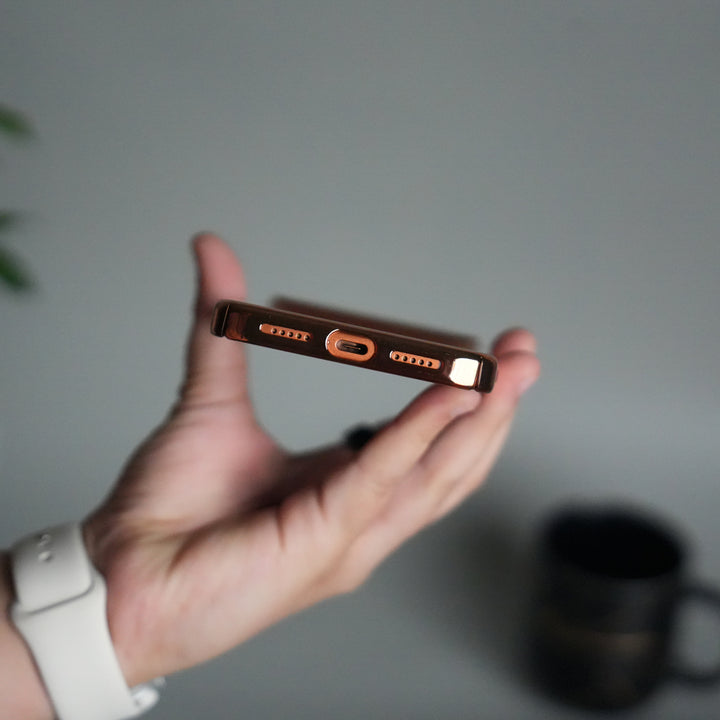 iPhone 17 Pro Clear Transparent Case | Slim Back Cover with Electroplated Edges | Desert Gold