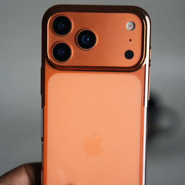 iPhone 17 Pro Clear Transparent Case | Slim Back Cover with Electroplated Edges | Desert Gold