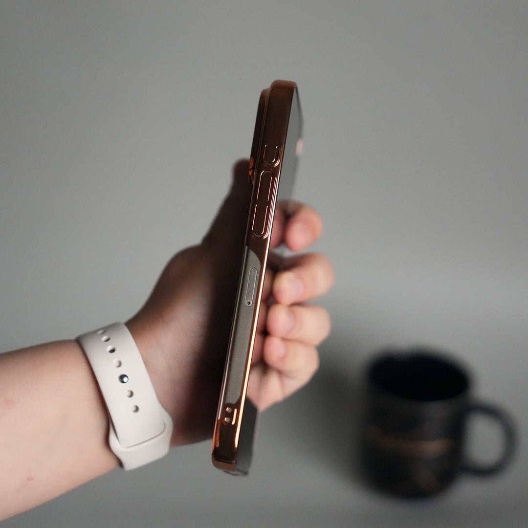 iPhone 17 Pro Clear Transparent Case | Slim Back Cover with Electroplated Edges | Desert Gold