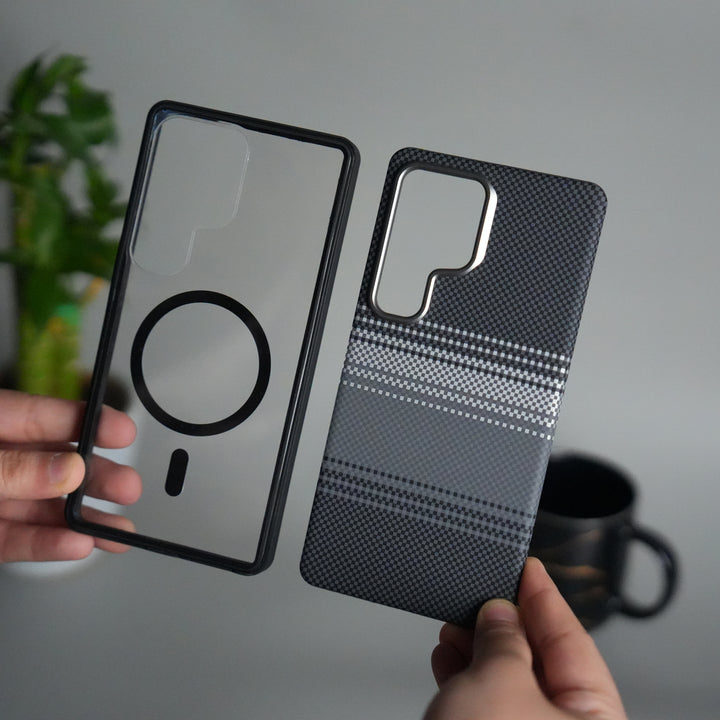 Galaxy S25 Ultra Detachable Back Panel MagSafe Case | 2-in-1 Hybrid Cover with Replaceable Design | GrayWhite