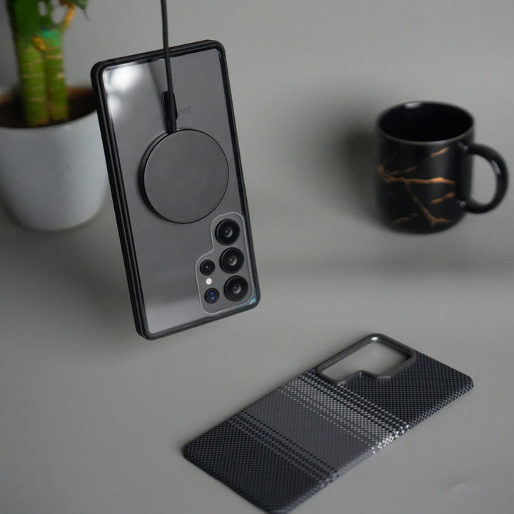 Galaxy S25 Ultra Detachable Back Panel MagSafe Case | 2-in-1 Hybrid Cover with Replaceable Design | GrayWhite