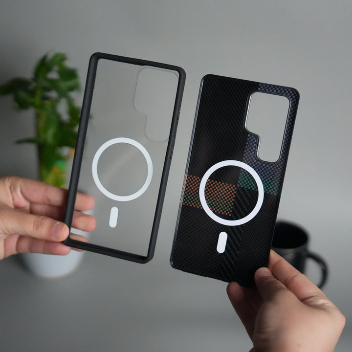 Galaxy S25 Ultra Detachable Back Panel MagSafe Case | 2-in-1 Hybrid Cover with Replaceable Design | CrosGreenOrange