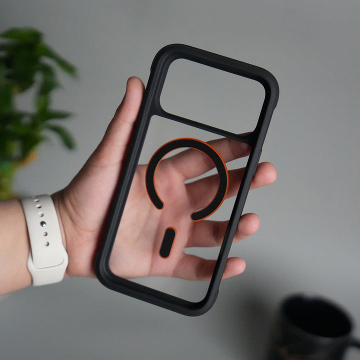 iPhone 17 Pro Transparent MagSafe Bumper Case | Metal Frame Shockproof Cover | Slim Crystal Clear Back