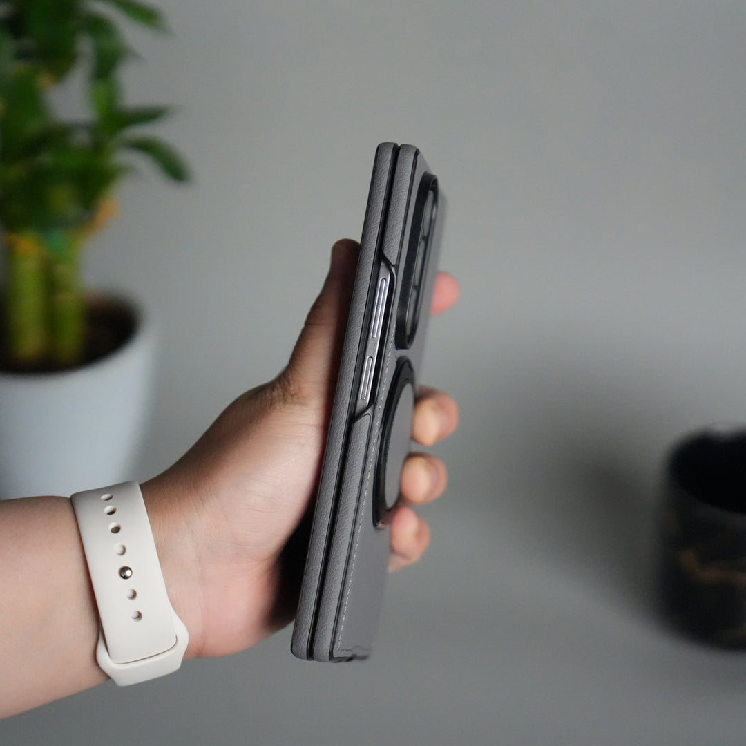 Galaxy Z Fold 7 Premium Leather MagSafe Case | Strong Magnetic Ring | Shockproof Back Cover with Luxe PU Leather Finish