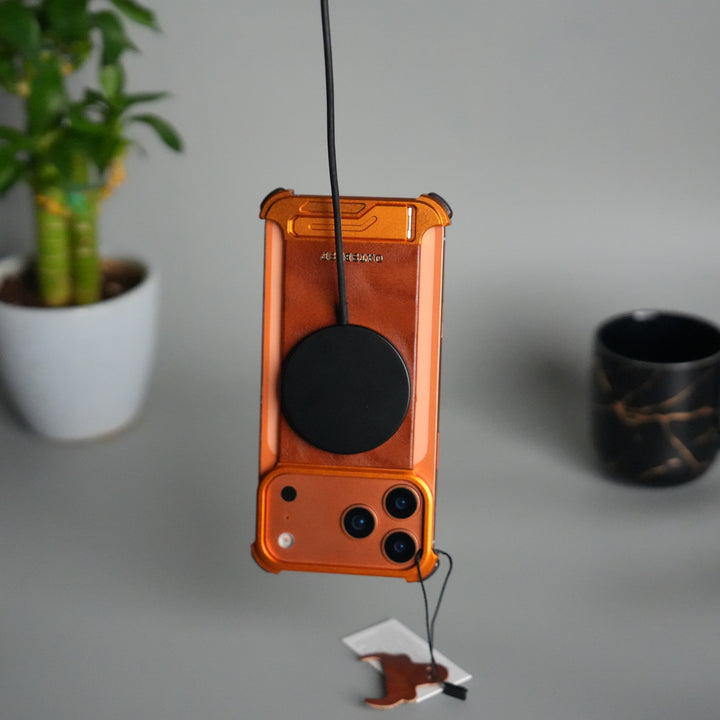 iPhone 17 Pro Magnetic Leather Case | Strong MagSafe + Metal Kickstand | Premium PU Leather Back with Aluminum Bumper Frame