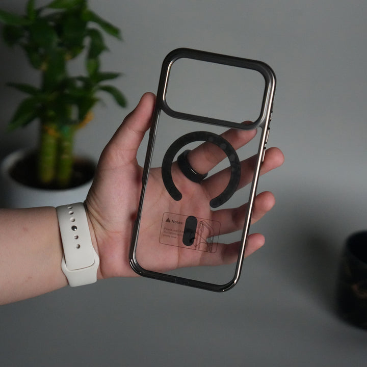 iPhone 17 Pro Transparent Side Chrome Electroplated Plated Magnetic Clear Back Case Covers