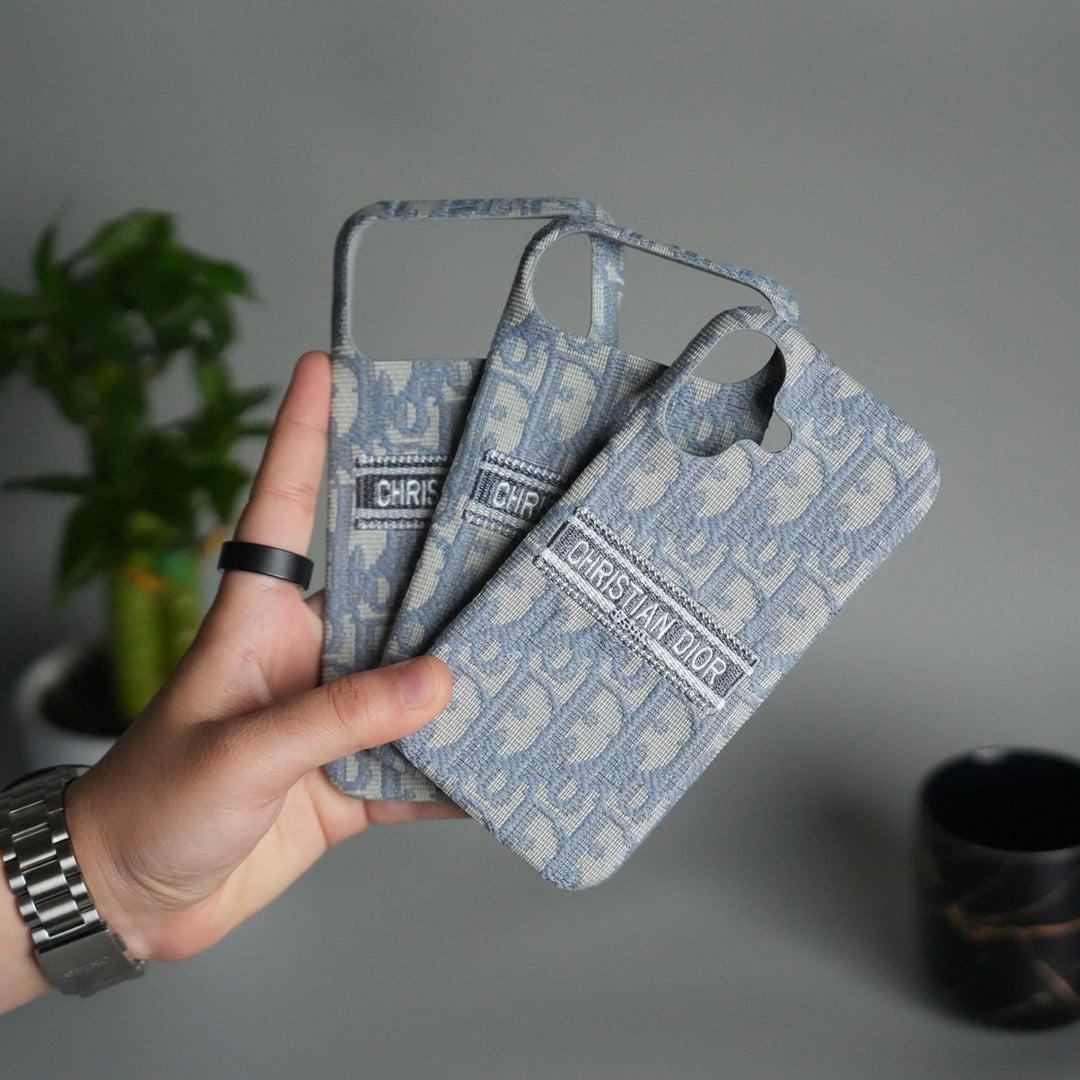 iPhone 17 Series Luxury CD Brand Design Case Cover | Gray