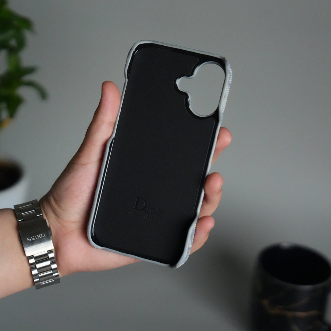 iPhone 17 Series Luxury CD Brand Design Case Cover | Gray