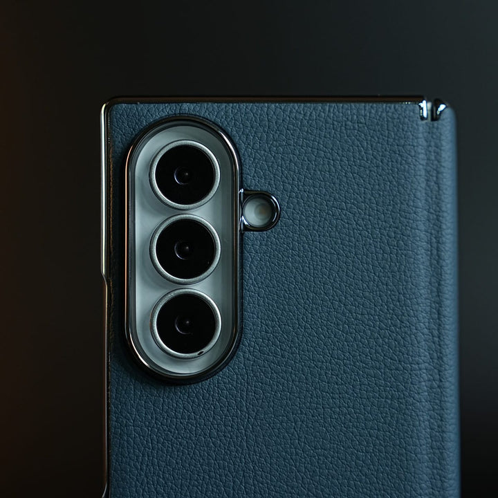 FRATO Z Fold 8 Series Leather Chrome Plated Case with Front Glass Protection For Samsung Galaxy Z Fold 8 Ultra | Premium Textured Finish