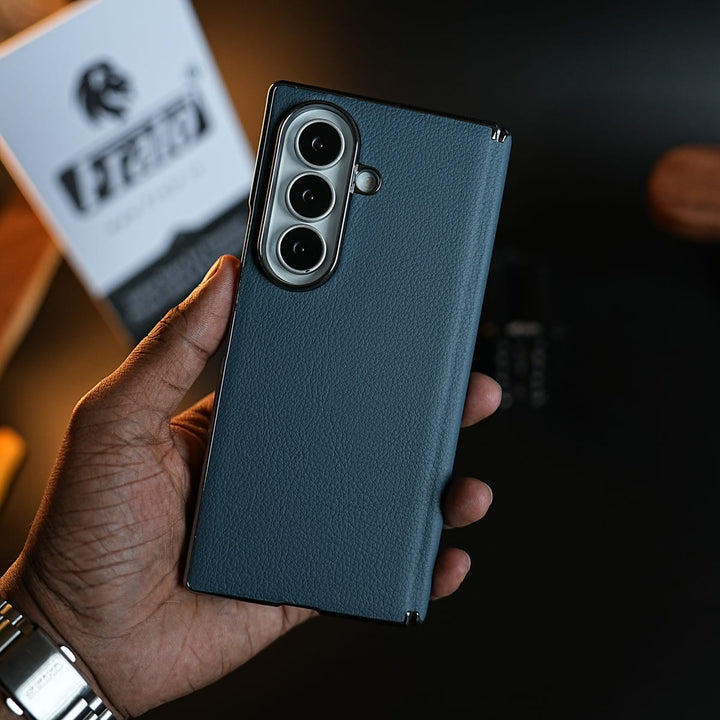 FRATO Z Fold 8 Series Leather Chrome Plated Case with Front Glass Protection For Samsung Galaxy Z Fold 8 Ultra | Premium Textured Finish
