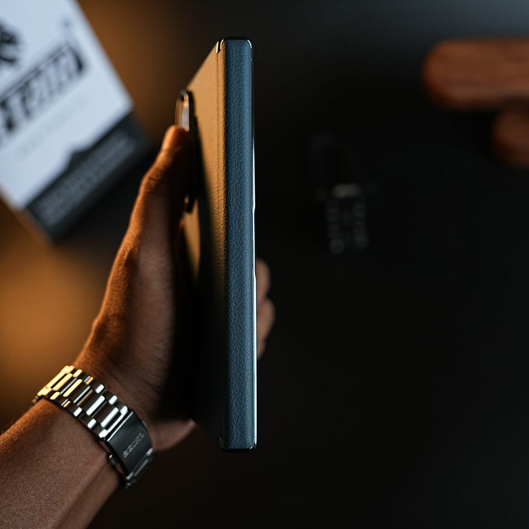FRATO Z Fold 8 Series Leather Chrome Plated Case with Front Glass Protection For Samsung Galaxy Z Fold 8 Ultra | Premium Textured Finish